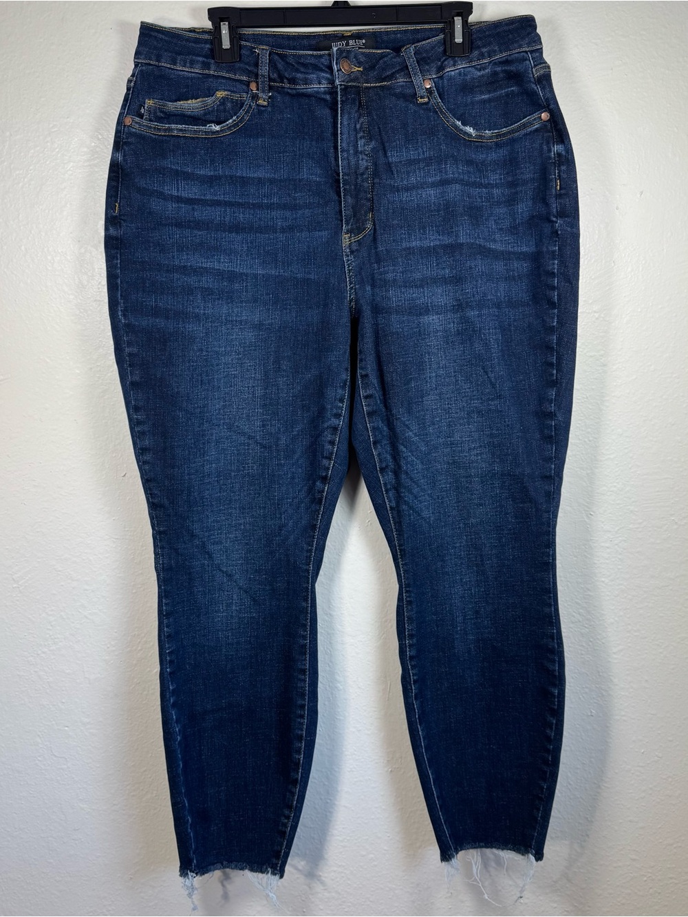 JUDY BLUE Mid Rise Raw Hem Skinny Blue Jeans Soft Stretch Comfort Plus Size 20W